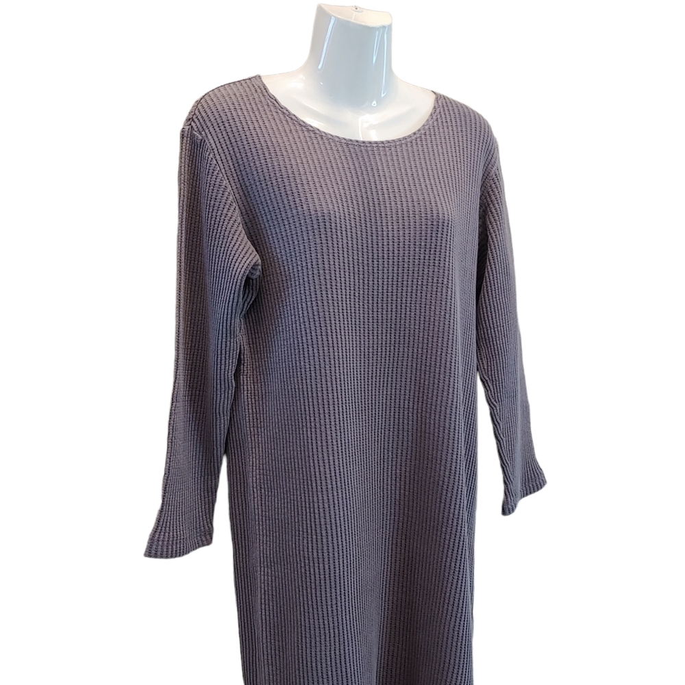 Mod-O-Doc playwear women fitted ribbed longsleeve gray maxi dress size 1 NWT